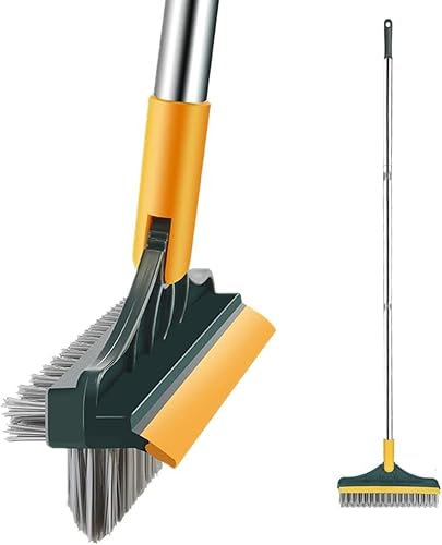 Brosse de nettoyage 3 en 1 réglable en forme de V avec tête plate, tête amovible rotative à 180 degrés, pour nettoyer les sols, terrasses, toilettes, salles de bains, camping-cars, cuisines