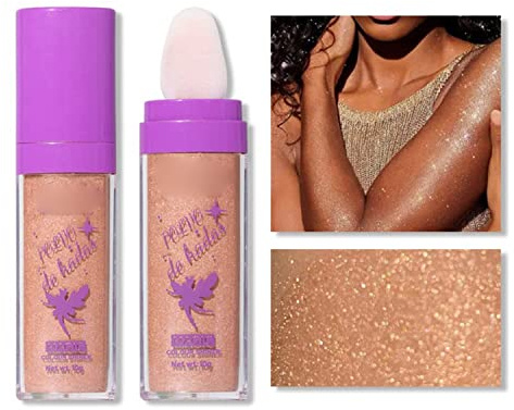 Fairy Dust Highlighter Powder, Polvo de Hadas Magic Colour Shiner,Body Glitter Powder Stick,Fairy Highlight Patting Powder Highlighter,Sparkle Hightlighter Makeup Cosmetic For Makeup (Gloden Brown)