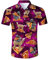 AIDEAONE Hemd Palmen Herren Aloha Knopf Hemd Kurzarm Urlaub Beach Style Violett