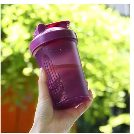 Protein Shaker Bottle Blender for Shake and Pre Work Out, Best Shaker Cup (BPA free) w. Classic Loop Top & Whisk Ball, Kitchen Water Bottle (16OZ-400ML, Purple Top/Purple Body)