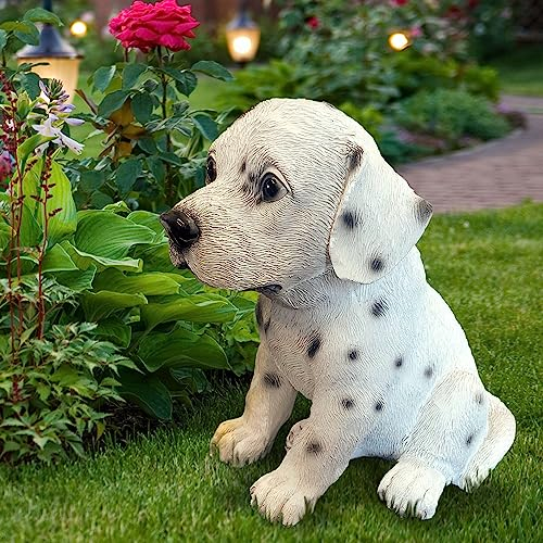 THE ENCHANTED GARDEN Dalmatian Dog Ornament Resin Fun Animal Figurine Decoration for Patio Lawn Yard Décor