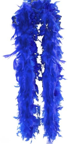 Flauschige Federboa zum Basteln, Federboa,Länge 200cm,Feder-Schal,Turkeyfeder Verkleidungszubehör,Halloween-Handwerk,Hochzeitsdekoration,Federstola Federschal Kostüm Karneval Mottoparty,Juwel blau