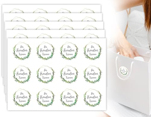 KAPSING 120 Stück Aufkleber Für Freuden Tänen Hochzeit Blumen Eukalyptus Aufkleber, 3,8cm Hochzeitsaufkleber Runde, Geschenke Zubehör