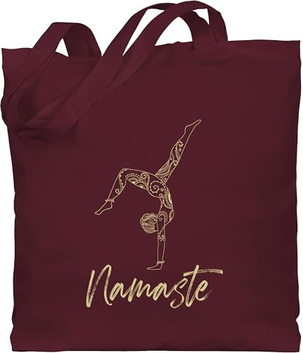 Shirtracer Baumwolltasche - Taschen - Namaste Yoga Handstand Mandala Meditation - Unisize - Bordeauxrot - joga jutebeutel geschenke tasche fans für alles motiven mit motiv