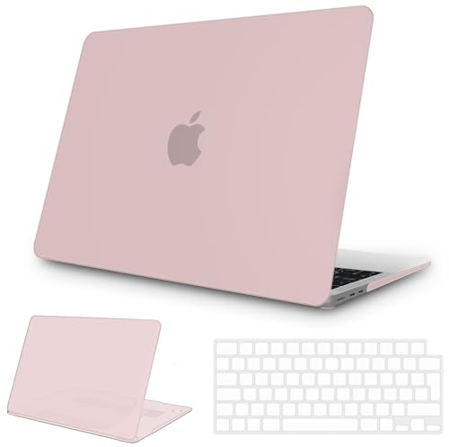 NPUOLS Hülle Schutzhülle für MacBook Air 15 Zoll Hülle 2025-2023 M3 M2 Modell A3241 A2941 A3114, Ultradünne Hartschale Schutzhülle Snap Case und Ultradünner TPU EU Tastaturabdeckung, Rosa