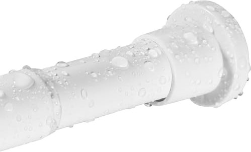 White Shower Rail Extendable 76-102cm, Diameter 25mm Spring Tension Shower Rod for Bathroom, Shower Cubicle, Dressing Room