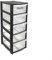 Plastix MINI SMALL Plastic Drawer Storage Tower Unit Office Home Desktop Stationery Make Up Organiser Tidy (Black, 5 Drawer Mini Tower)