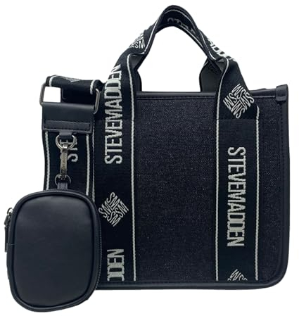 Steve Madden Bwebber-Tasche aus Denim-Leinen, Schwarz Denim, Einheitsgröße