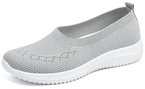 WDRHC Zapatillas De Deporte Zapatos Respirado Ligero Malla Talla 36-41 Mujeres Deporte Running Zapatillas Sacudir Casual Zapatos Zapatos Planos Gris