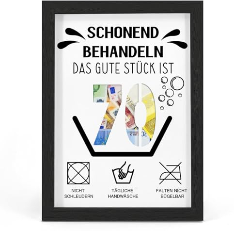 70. Geburtstag Geldgeschenk, Geschenke zum 70 Geburtstag Mann/Frau, Geschenk 70. Geburtstag, Schonend behandeln 70, Witzige Geschenkideen zum 70, Geschenke für Freunde, Familie, Bilderrahmen, DIN A4