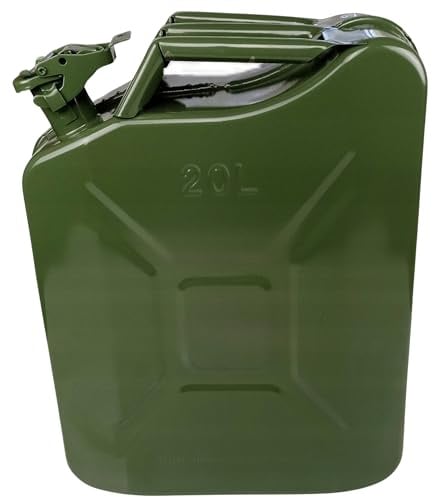 Anwicar Jerrican Métallique 20 L, Bidon de Carburant, Réserve Essence Diesel, Huile, Diesel, Poignée de Transport, Ferme Étanche