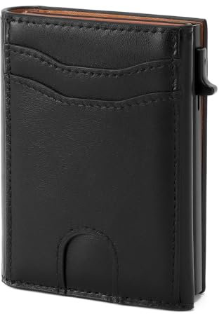 SENDEFN Portafoglio Piccolo da Uomo - Protezione RFID - Portacarte POP-UP da Uomo - Porta Carte di Credito da Uomo con Finestra per Documenti e Scomparto per Contanti