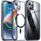 Flyzoo Clear Magnetic Case for iPhone 14 Plus (6.7'') Compatible with MagSafe & Camera Protector, [Non-Yellowing] [Shockproof & Antiscratch Protection] Hard Transparent Cover with Silicone, Black