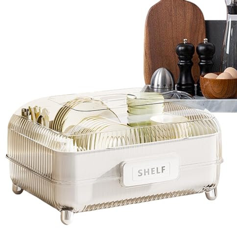 Cerrado, escurridor de Platos, escurridor de Platos, Caja de Almacenamiento de Drenaje, Soporte Multifuncional para vajilla, escurridor de Platos con Tapa para Accesorios de Cocina