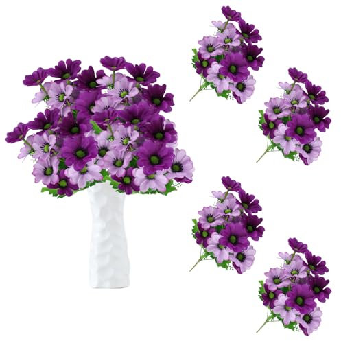 astylishome Fake Flowers Artificial Daisy Outdoor for Decoration Craft Accessories Faux Plastic Flower for Garden Porch Farmhouse Window Box Decor Purple 0703