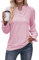 Bipily Femme Chemise Dentelle Col en V Blouse Élégant Top Haut à Manches Longues Décontracté Tunique Chemisier (Rose pâle,S)