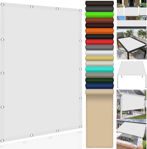Tenda parasole impermeabile, 290 x 380 cm, 98% protezione dai raggi UV, per pergola, giardino, cortile, ombra su misura, colore: bianco