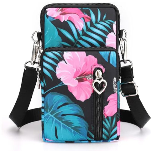 Narunii Petit Sac Téléphone Portable Femme,Sac de téléphone Portable Bandoulière Portefeuille Poche,Crossbody Pochette Sacoche Running (Amaryllis)