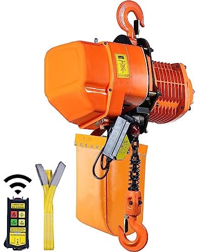 VEVOR Palan Électrique à Chaîne, Charge 1996 kg, Hauteur de Levage 6 m, 230 V, 50 Hz, 3,5 kW, Grue Aérienne Triphasée avec Chaîne G100, Télécommande Sans Fil 100 m, pour Garage, Atelier, Hôtel, Maison