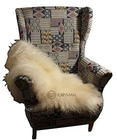 Natürliche Lammfelle, Schaffelle 120 x 60 cm Groß, ohne Chrom - Weiße und farbige Schaffelldecken, Tagesdecken und Dekorationen für Couch, Sessel oder Boden - Lammschaffell (Isländisches weißes)