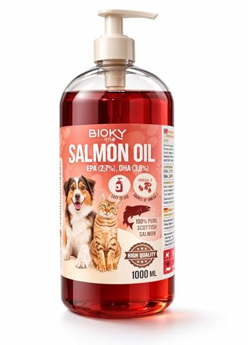 Bioky Aceite de Salmón Premium para Perros y Gatos 1L – Omega 3 EPA y DHA