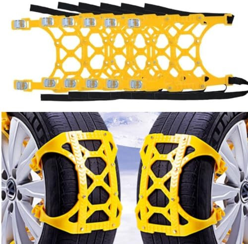 6 Stück Kabelbinder Schneeketten Universal, Nylon Reifenketten kabelbinder für winterreifen 165-265 mm, Anti-Rutsch Gürtel Winter Eisen Reifen Rad Klemmen