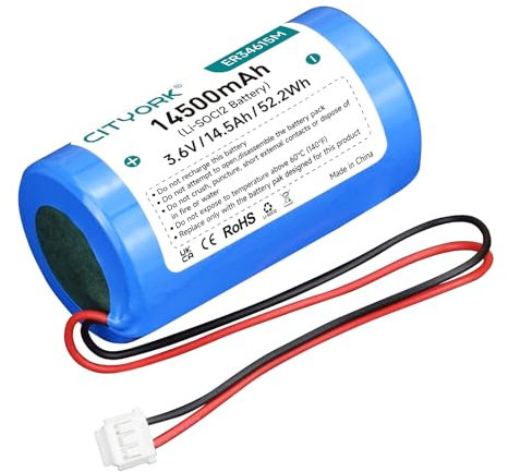 CITYORK ER34615M Batterie au Lithium Li-SOCI2 3,6 V Compatible avec WT4911 WT4911B WT8911 ALEXOR Siren d'extérieur sans Fil WT4911BATT ADT （Non Rechargeable）