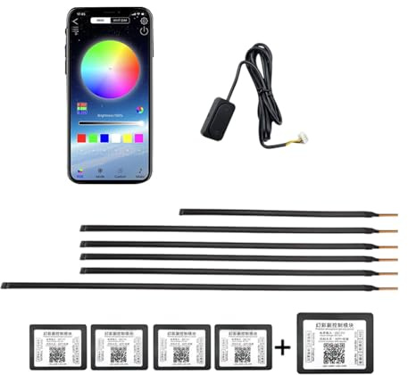 LED Innenbeleuchtung Auto,Acryl Auto Ambientebeleuchtung Strip mit 593LEDs Fiber Optic Ambient Lighting Kits,16 Million Colors Sound Active Function Neon Lights,Atmosphäre Lich (Dreamcolor 6 in 1)