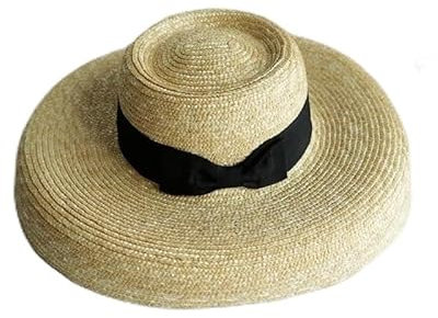 Chapeau de plage à large bord, chapeau d'été de créateur 15 cm, chapeau de paille à large bord for femme, chapeau de plage, chapeau abat-jour, chapeau de mariage for demoiselle d'honneur(Black)