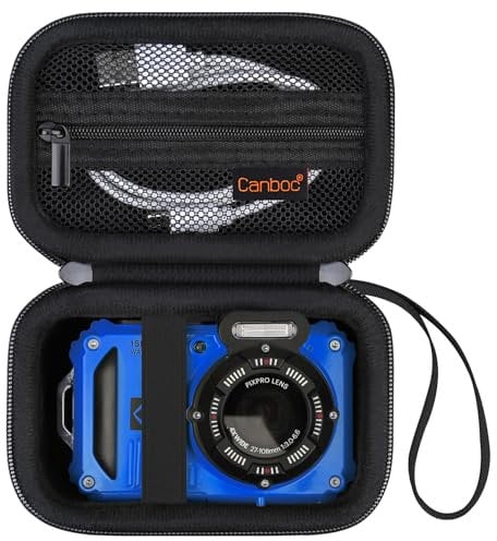 Canboc Carrying Case for Kodak PIXPRO WPZ2 Rugged Waterproof Digital Camera, Mesh Pocket fits USB Cable, Black (Case Only)