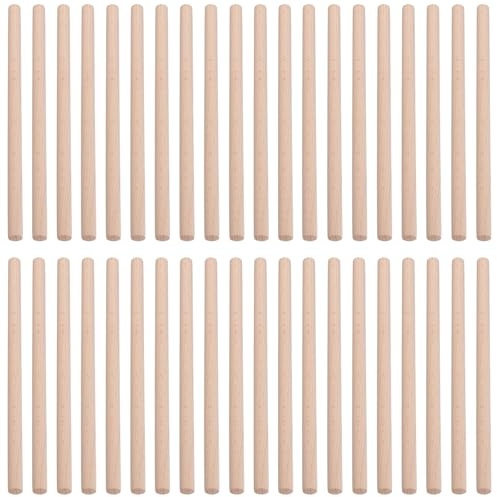 Lot de 40 chevilles rondes en bois - 300 x 15 mm - Pour bricolage | SINJEUN, hêtre lisse poncé pour l'art, l'artisanat, le modélisme, les projets de bricolage