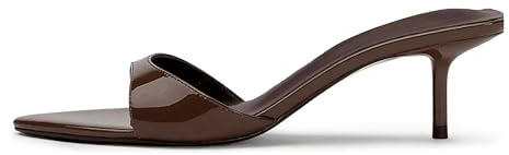 Mattiventon Brown Pointed Toe Heels Kitten Slingback Heels Mules Slip On Summer Sandals Fashion Party Wedding Prom Dress Shoes
