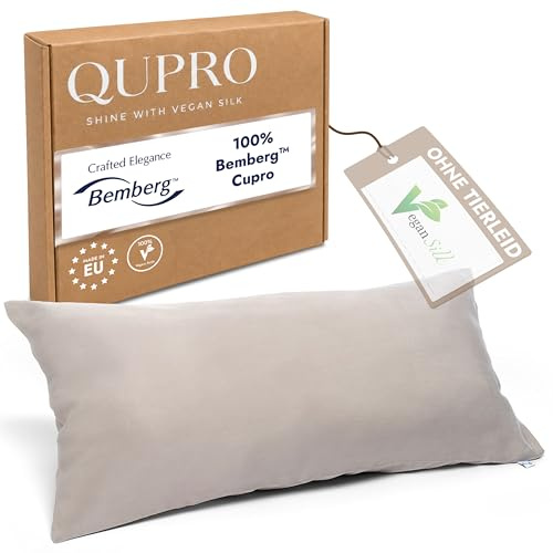 QUPRO Veganer Seidenkissenbezug 40x80 -bis zu 70% glatter als Maulbeerseide | Kopfkissenbezug Seide VEGAN - Antistatisch, feuchtigkeitsausgleichend & reibungsarm für Haut & Haare I Silk Pillowcase