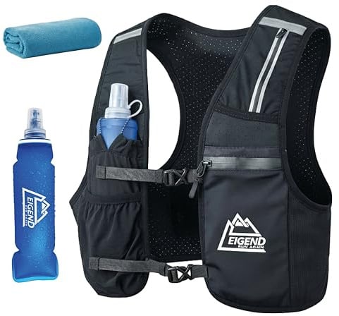 LEIGEND Running Vest – Ultra-Light 210g, Hydration Vest for Men Women Reflective Running Bag | 500ml Soft Flask + Phone Pocket + Microfibre Towel Included | Trail Running, Marathon, Jogging