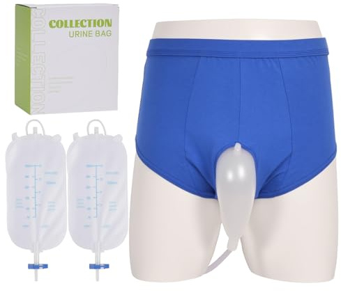 Collecteur d'urine, culottes d'incontinence pour hommes, dispositif de cathétérisme externe portable pour hommes avec deux poches à urine réutilisables de 500 ml, XXL