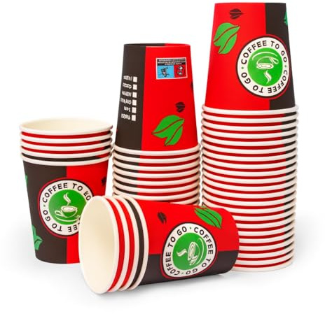 storage100 2000 Stk. Pappbecher 200ml Kaffeebecher 0,2l 8oz Coffee to Go geeignet für Heiß- und Kaltgetränke Kaffee Becher (Rot)