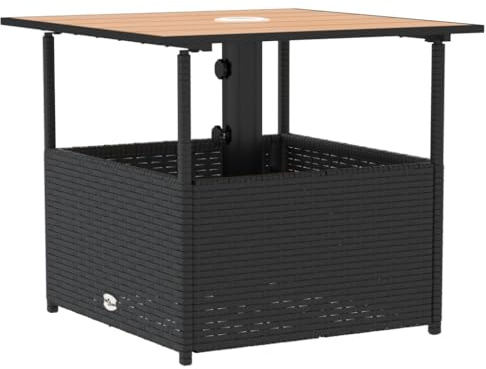 Nqyjm Table à Manger d'extérieur, Table de Jardin avec Trou de Parasol Noir résine Tressée pour Jardin, Plage, Balcon, Terrasse, Camping