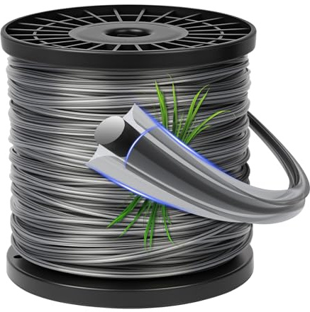 vsshe Fil de Débroussailleuse, Fil de Coupe Étoile 2,0mm/100m, Corde Robuste de Rechange en Nylon pour Débroussailleuse, Coupe Herbes Hautes, Jardin de Mauvaises Herbes, Végétation Dense Gris