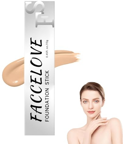 Facelove Foundation Stick Einzelfassung mit Pinsel, 2026 Facelove Changing Foundation Stick, Farbanpassend, LSF 15, Langanhaltend 12h, Feuchtigkeitsspendend für Alle Hauttypen(Natürliche Farbe)
