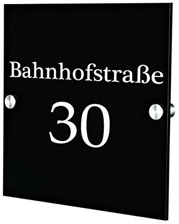 Puerta placa de vidrio acrílico – Regalo para alimentador – plexiglás 20 x 20 cm, incluye grabado – Diseño Calle Nombre y número de casa
