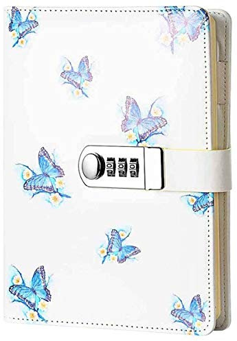 Quaderno,Diario di Viaggio in Pelle,Segreto Taccuino Sketchbook con Password,A5 ,NPN112, Butterfly