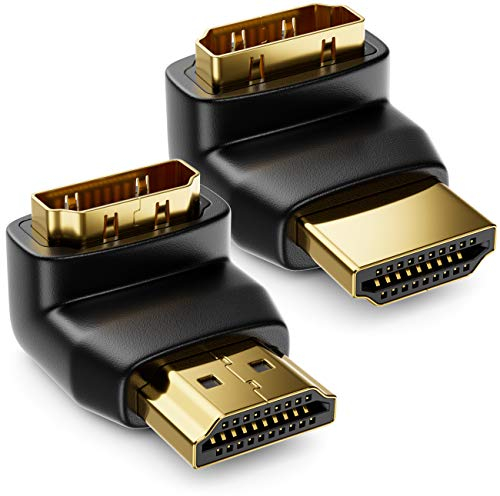 deleyCON 90° & 270° Winkeladapter im Set - 1x 90° + 1x 270° - HDMI Typ A Buchse und Stecker - 4K Ultra HD UHD 3D Full HD 1080p HDR ARC Highspeed mit Ethernet