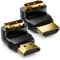 deleyCON 90° & 270° HDMI Adaptador de Ángulo - 1x 90° + 1x 270° - HDMI Tipo A Enchufe y Toma de Corriente - 4K Ultra HD UHD 3D Full HD 1080p HDR ARC Highspeed con Ethernet