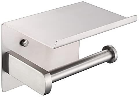 HomeHeng Toilettenpapierhalter, Edelstahl SUS 304 gebürstet, moderner Papierrollenhalter mit Telefonablage, Badzubehör für die Küche F928-03D