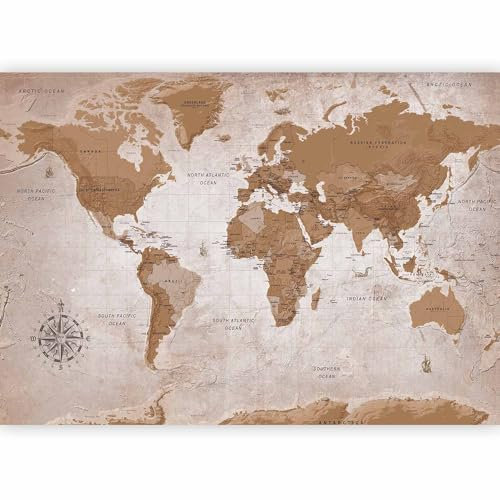 murando Photo Wallpaper 300x210 cm Non-Woven Premium Art Print Fleece Wall Mural Decoration Poster Picture Design Modern Flower Floral Nature World Map k-A-0108-a-a