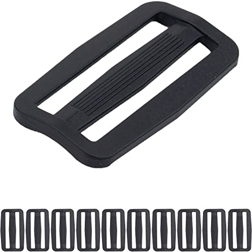 Clamp ladder buckles for 38 mm wide webbing straps, 10 pieces, in black, made of plastic, ladder strap for threading, replacement web buckle, web tag repair, backpack clip, webbing strap
