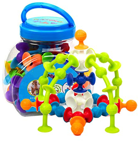 48 Stück Silikonbausteine DIY Blöcke Spielzeug Zusammengebauter Saugnapf Saugnapf Lustige Konstruktion Lernspielzeug Kinder Geschenke