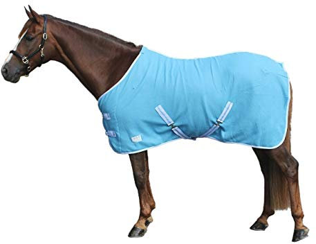 netproshop Fleece Abschwitzdecke mit Kreuzbegurtung, Farbe: Hellblau Gr. 105-155cm, Groesse:105