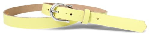FRONHOFER Damengürtel Leder 2,2 cm, Hufeisenschnalle versilbert | Bundweite 85-125 cm, kleine Bügelschnalle echt versilbert, Schlitzlöcher, Leder 2-3 mm flach