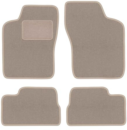 Velours-Fußmatten passend für Opel Ascona C 1981-1988, Beige, LUX | passend für Liftback/Limousine; Velours-Teppich (Polypropylen), ca. 6,5 mm; rutschfest, Universal-Befestigungen